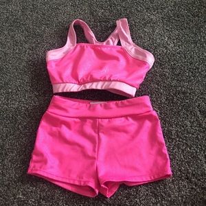 Pink sparkly freestyle dance outfit!