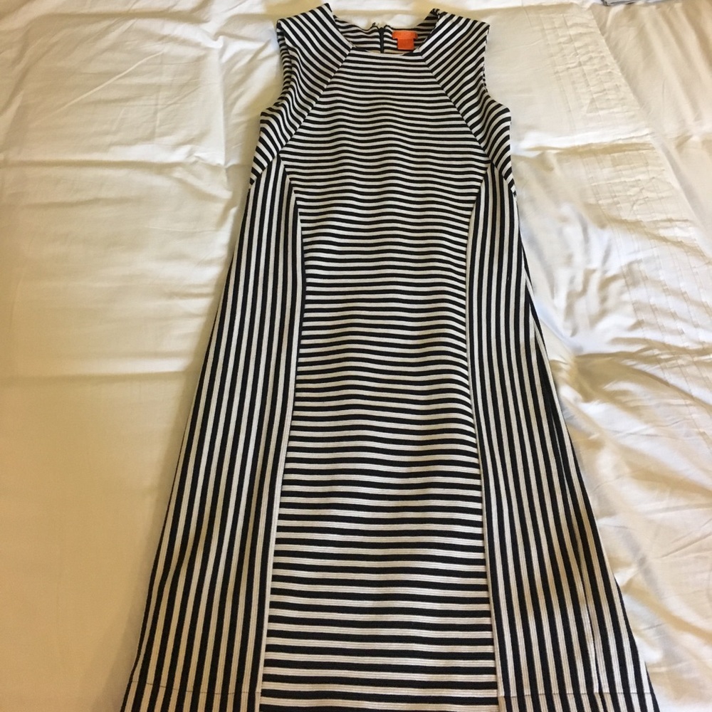 Joe Fresh Black and white striped stretch dress
