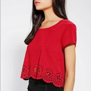 Anthropologie Pins and Needles laser cut crop top Anthropologie Pins and Needles laser cut crop top