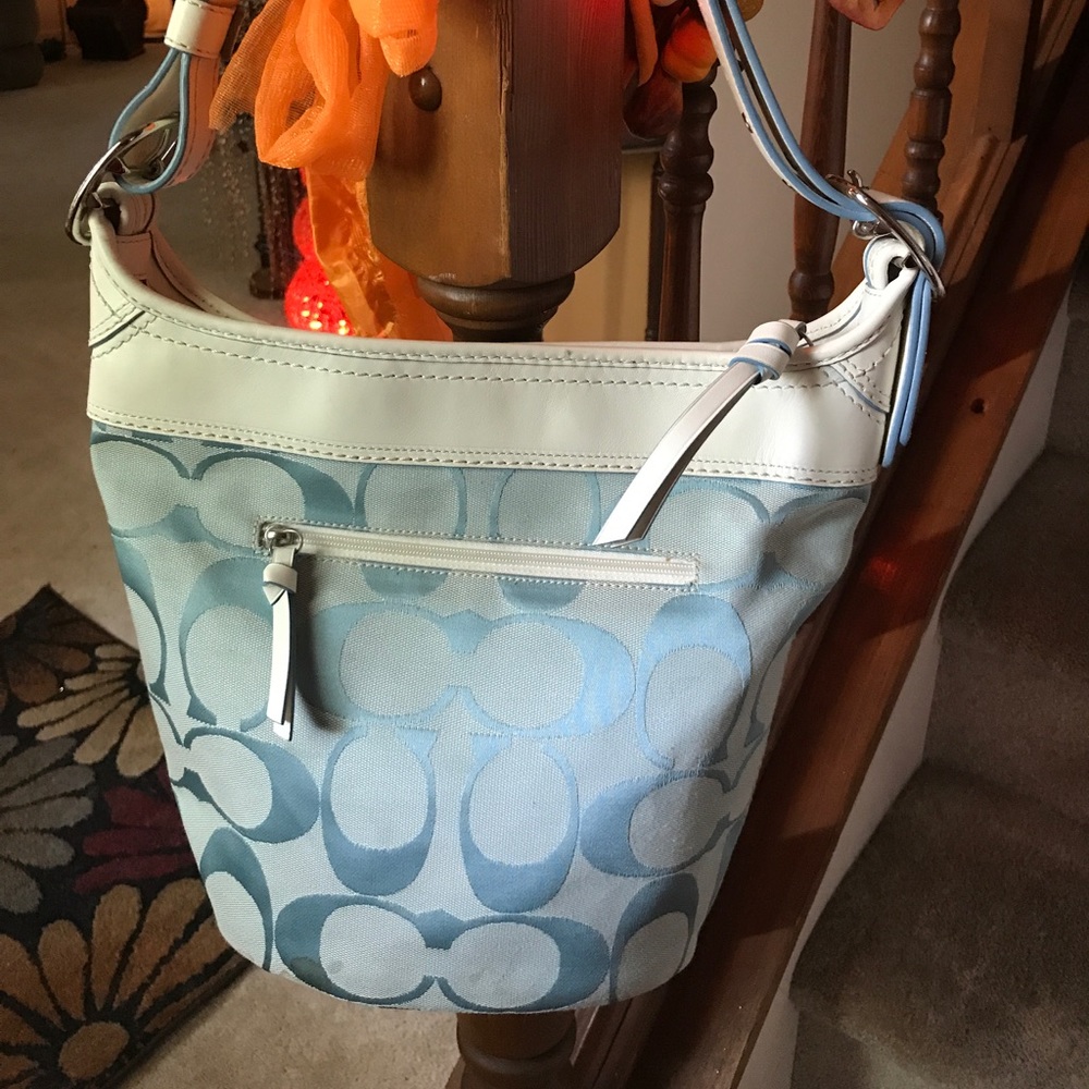COACH Blue/Slate signature Bucket Handbag
