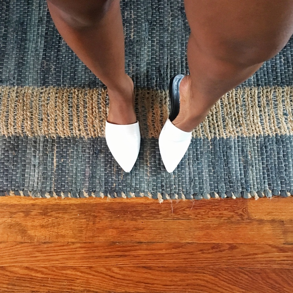 White Nine West Flat Mules