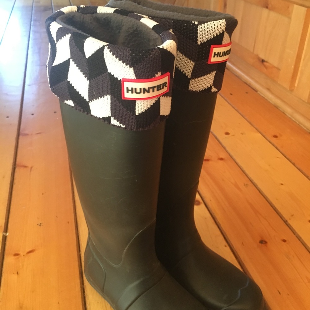 Hunter boots, including new hunter cozy sock