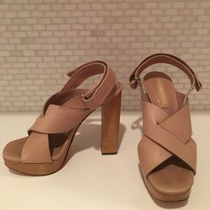 Michael Kors Stacked Heel Nude Sandal