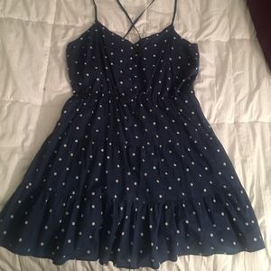 Kirra navy and White polka dot dress