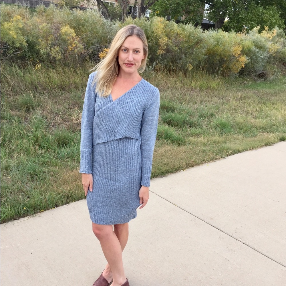 Wrap detail sweater dress
