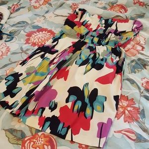 Multicolor Floral Strapless Dress with cutout back