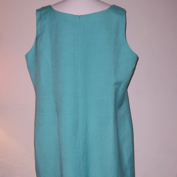 Jessica Howard Aqua Linen Sleeveless Dress 20WP - Picture 3 of 7