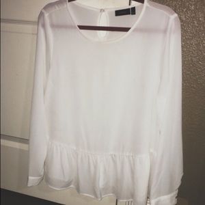 Long-sleeved semi sheer top