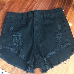 Brandy Melville black denim cut off shorts