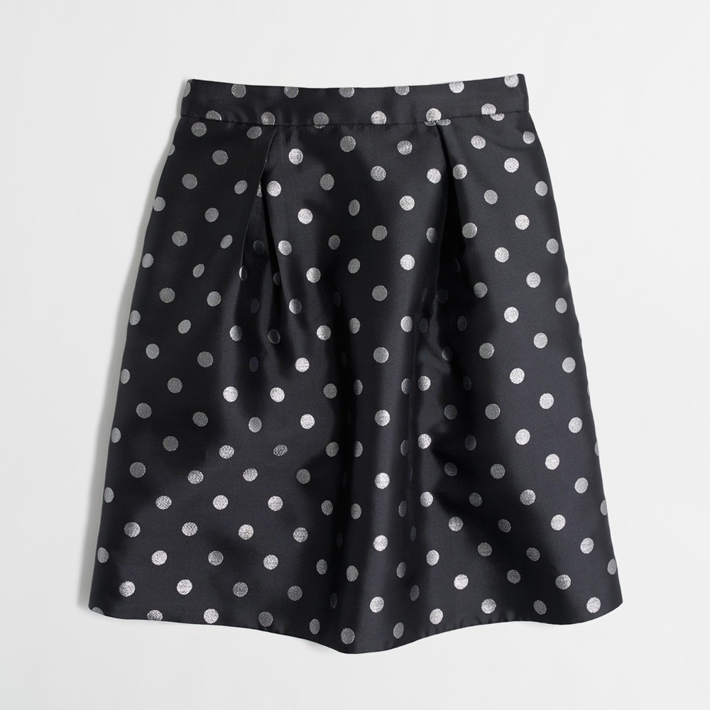 J Crew Silver Dot Jacquard Skirt
