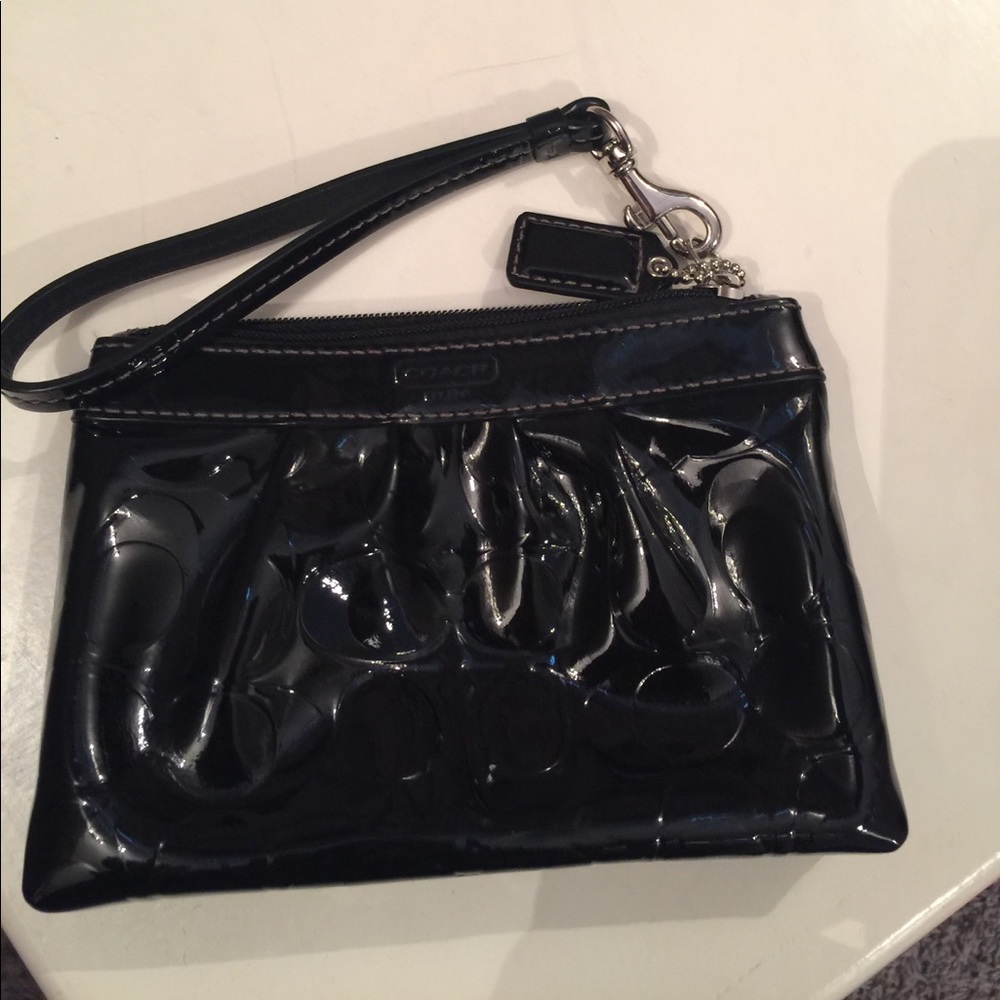 Coach Patent leather wristlet black