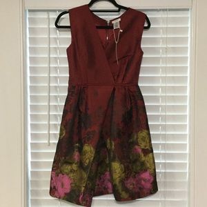 Red floral party dress