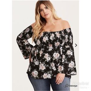 Torrid Floral Print Off Shoulder Top