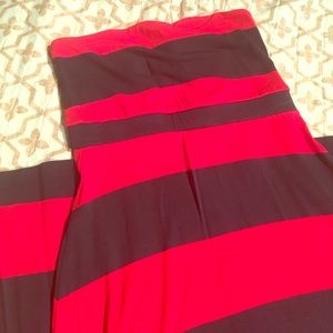 Navy and red maxi dress