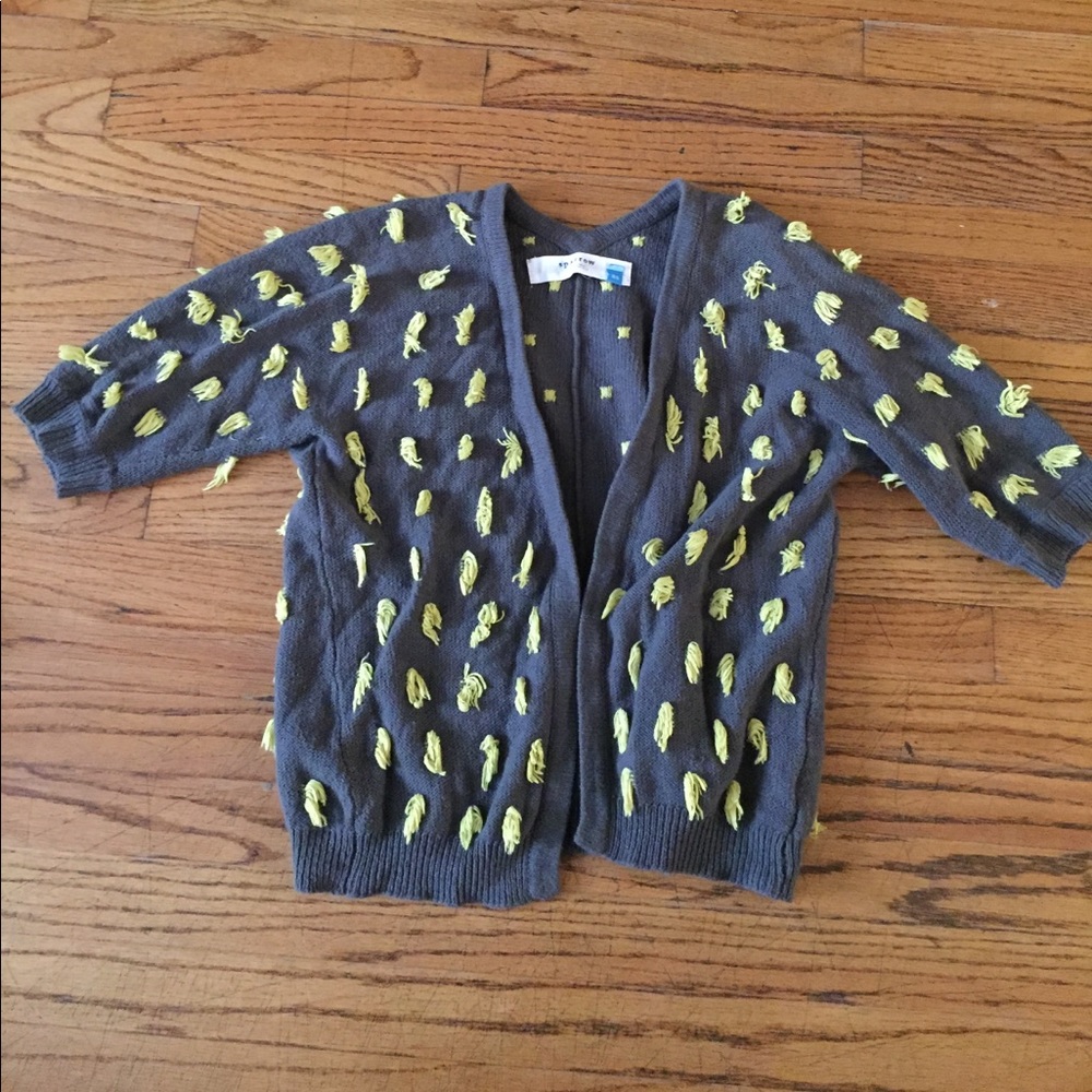 Gray and green shrug cardigan by sparrow