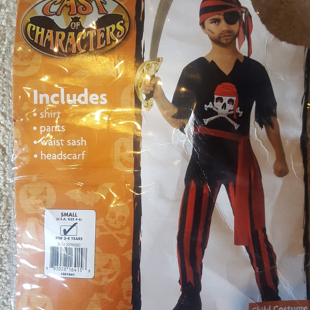 pirate costume size 3-4t