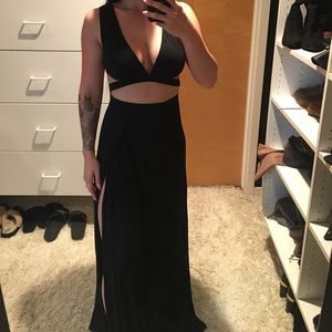Sexy cutout black long length gown.