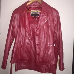 New Wilson Leather Red Jacket & Skirt combo