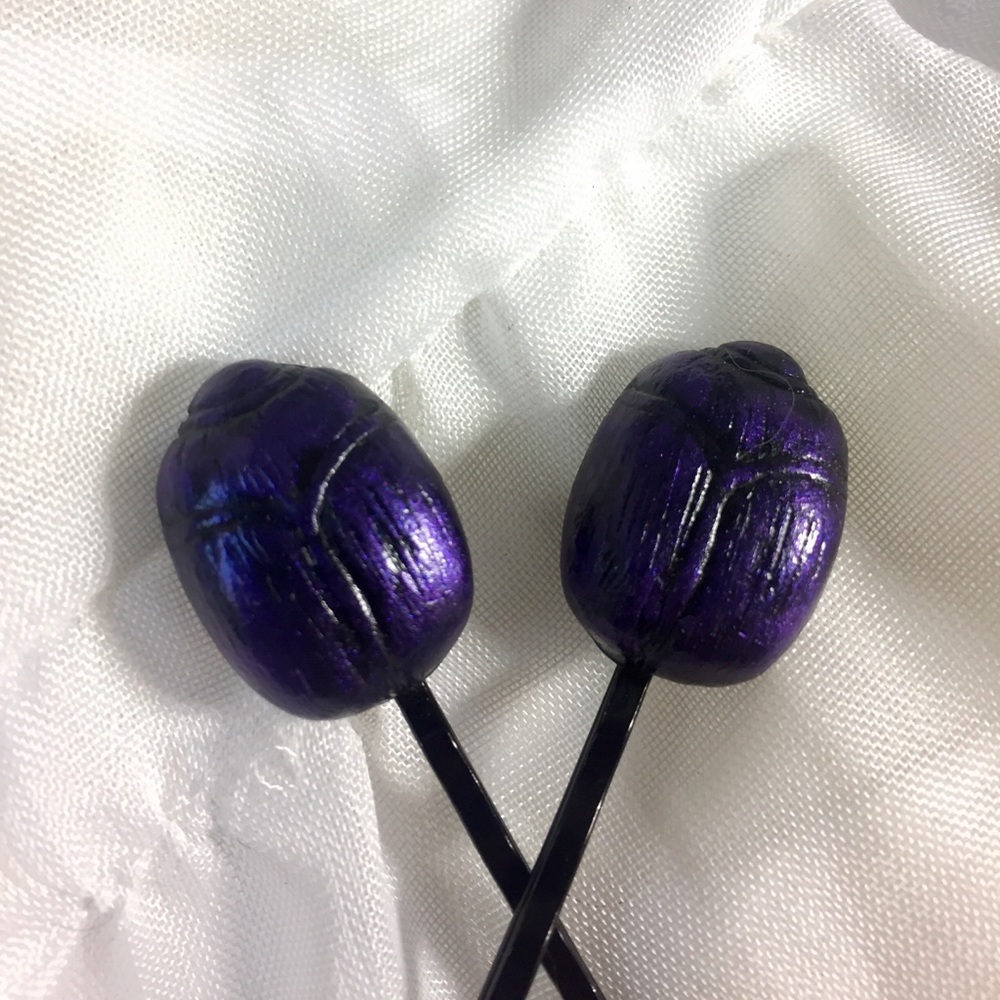 Purple Scarab Bobby Pins