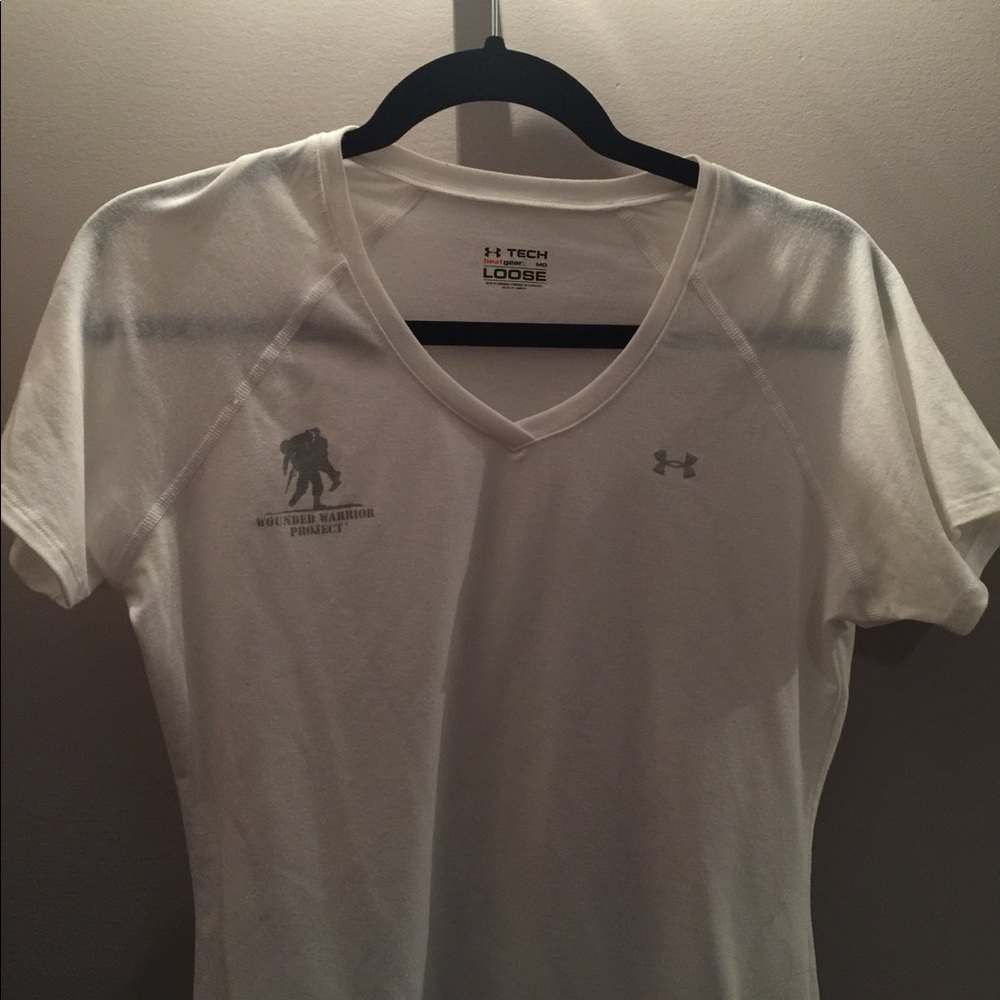 Under Armour white tee wounded warrior M