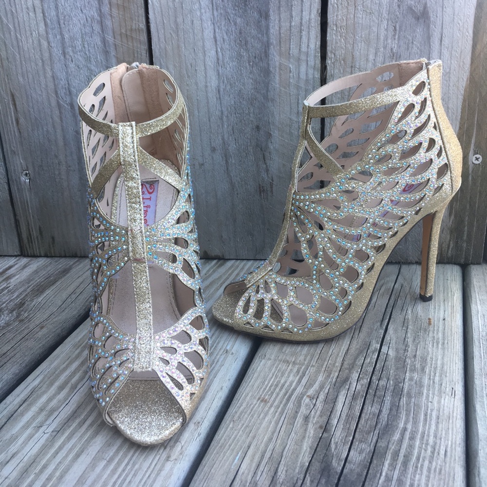 2 Lips Too Gold heels