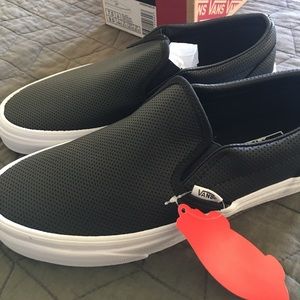 Vans black slip ons