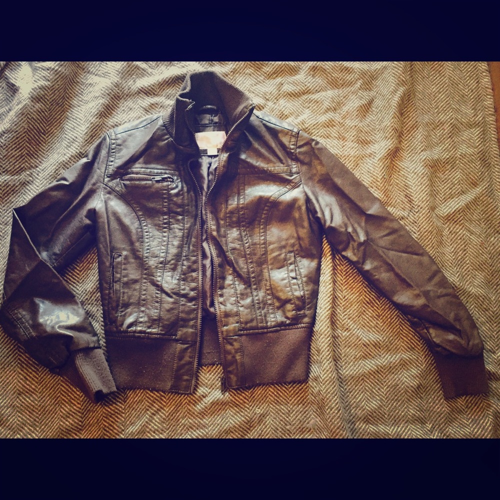 Faux leather moto jacket