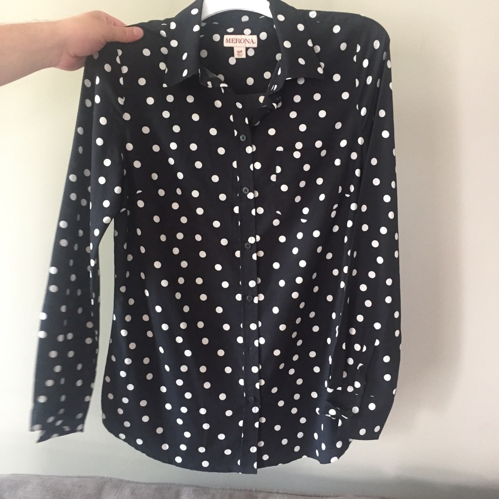 Polka Dot Button Down Blouse