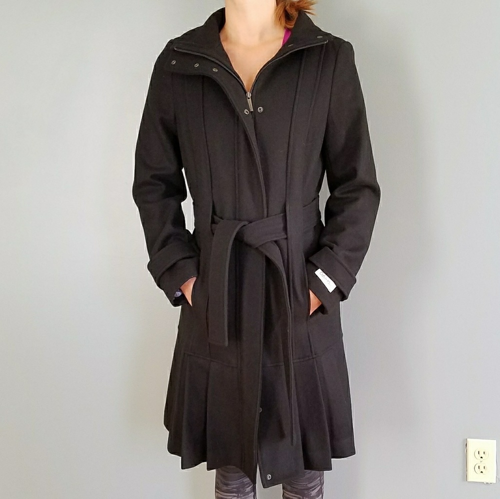 Calvin Klein Black Wool Winter Coat