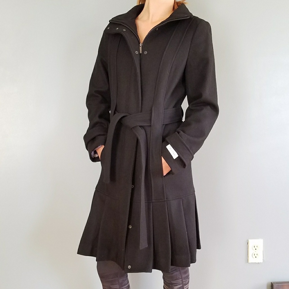 Calvin Klein Black Wool Winter Coat - Picture 2 of 8