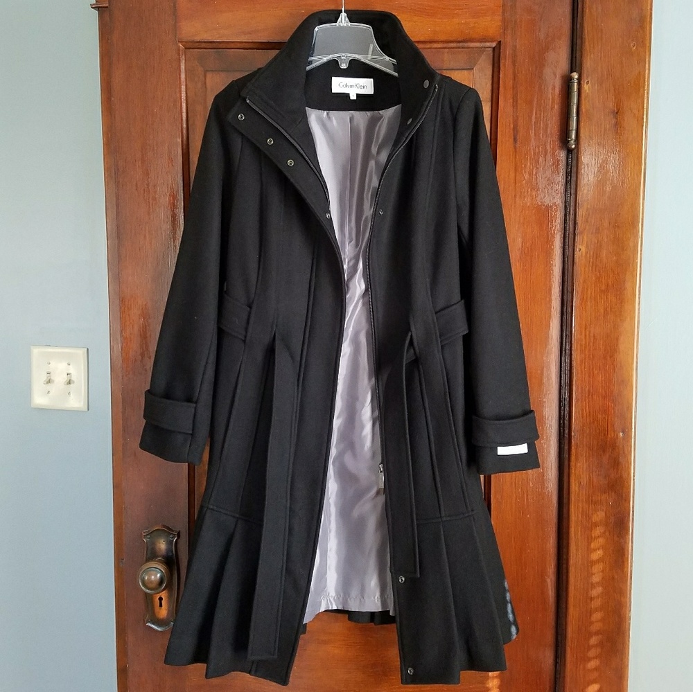 Calvin Klein Black Wool Winter Coat - Picture 7 of 8