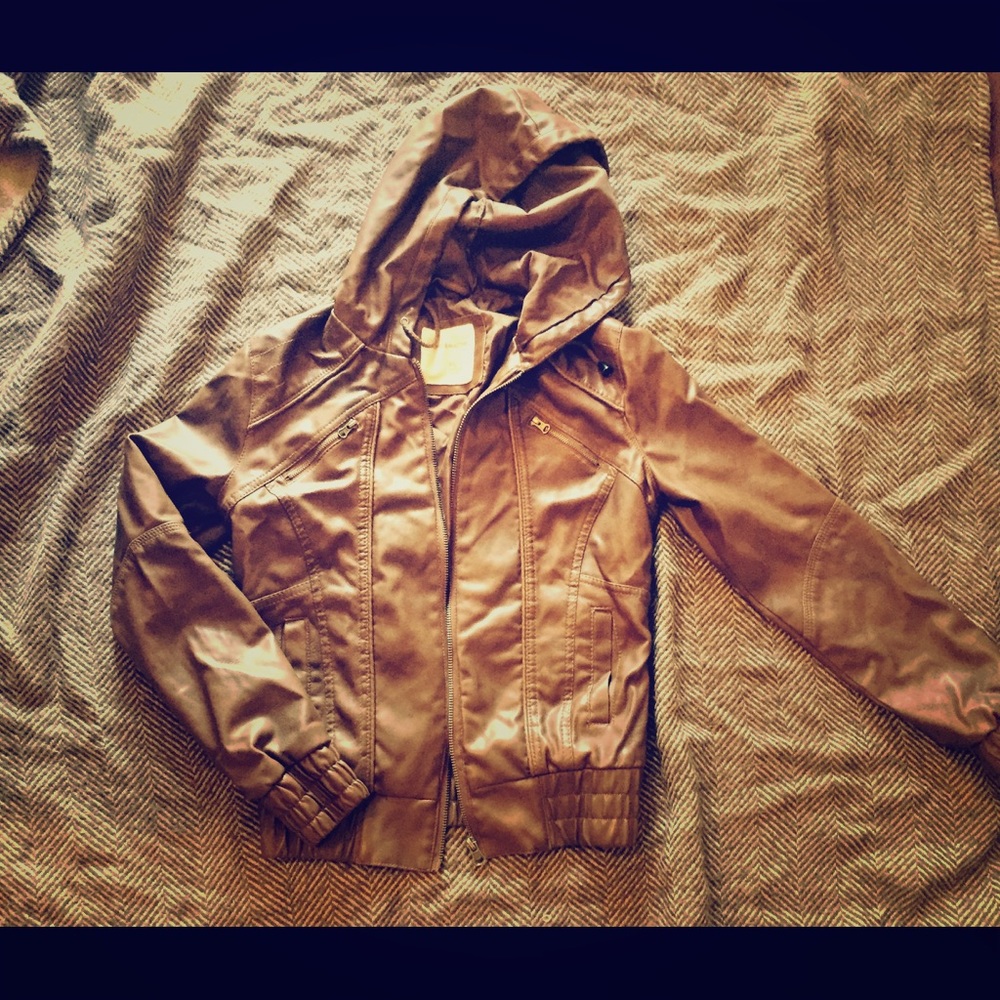 Moto jacket with hood