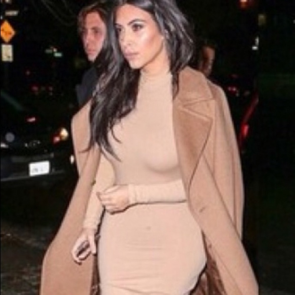 Very sexy nude long sleeve bodycon dress