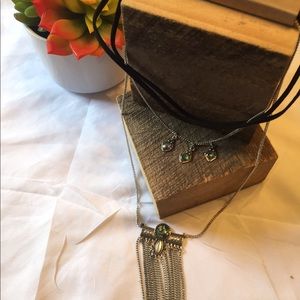 American Eagle silver, abalone and black necklace