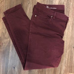 Loft size 16 Modern Skinny merlot