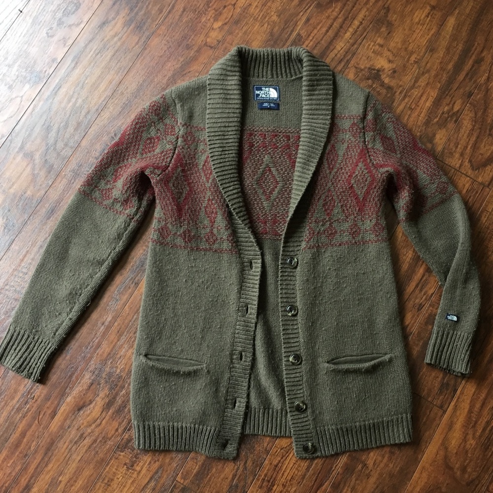 North Face Wool Blend Nordic Cardigan Sweater