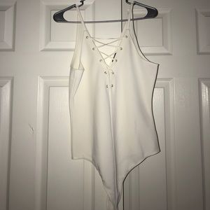 White lace up bodysuit