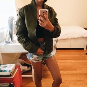 Olive green bomber jacket