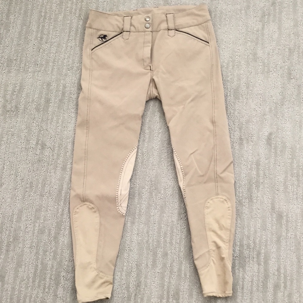 Piper smartpak breeches in tan with black piping