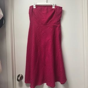 Strapless J. Crew dress in raspberry pink