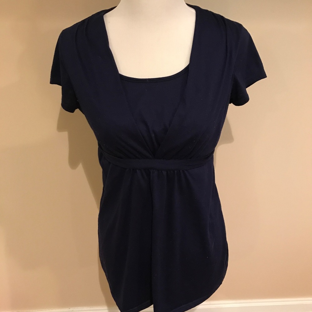 Navy blue nursing breastfeeding top shirt medium m