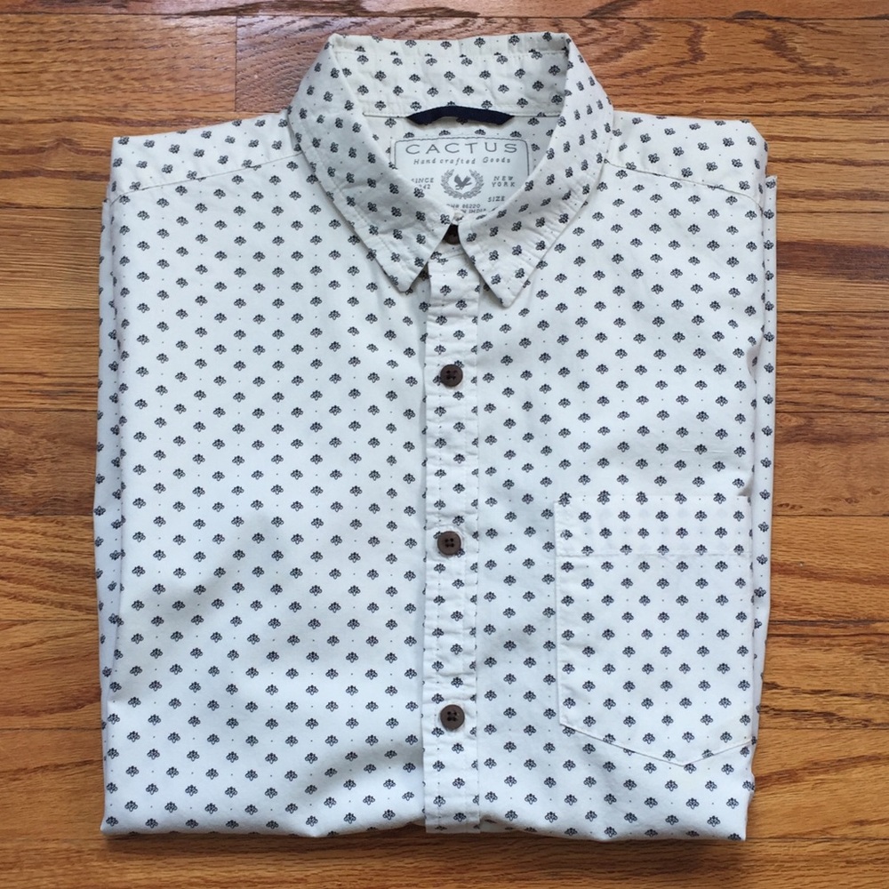 Men’s Cactus White Button Down Shirt
