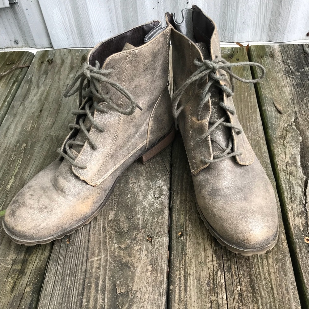 Shiny Bronze Ankle Boots