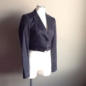 BCBG Black Cropped Tuxedo Jacket