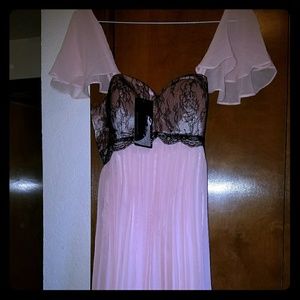 Sz 10 Pink and Black Flutter Sleeve Party Dress