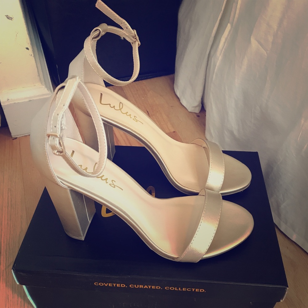 Lulu's strappy gold heels