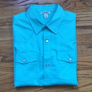 Boys Turquoise Button Down Shirt
