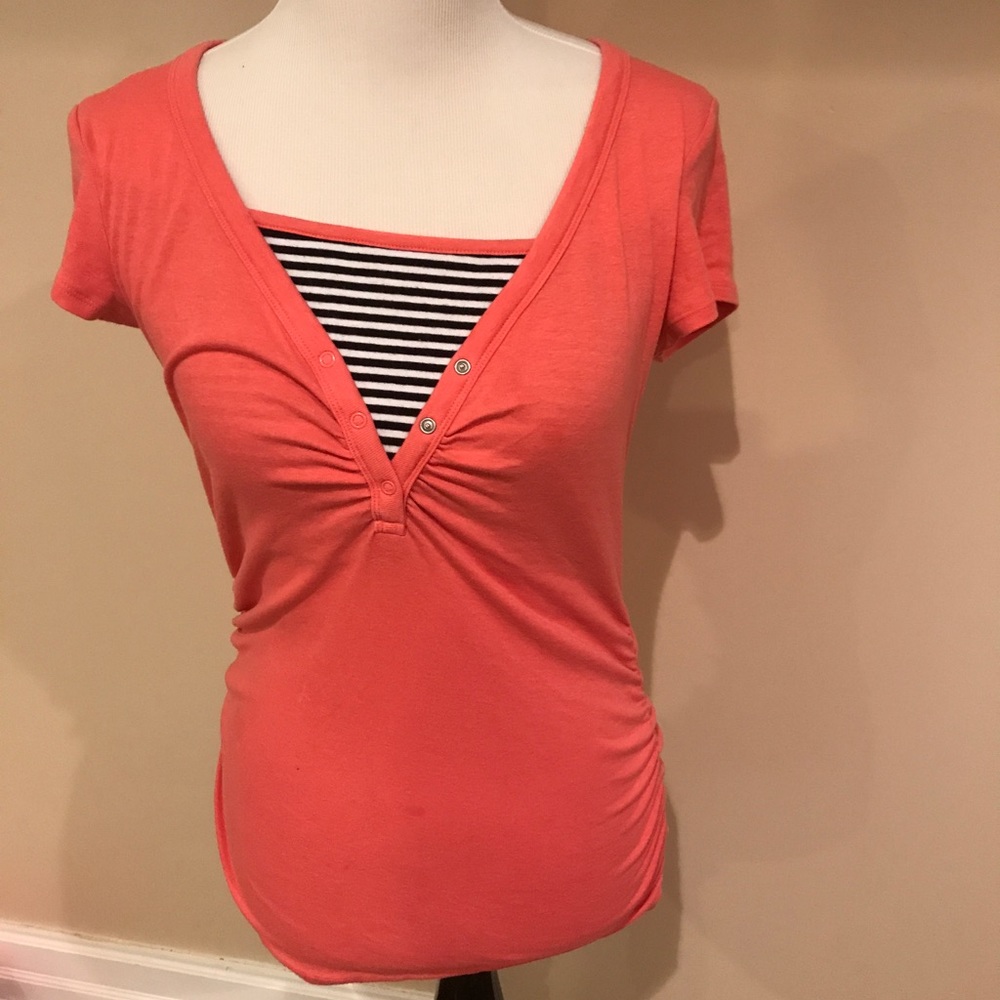 Old navy coral navy breastfeeding maternity shirt
