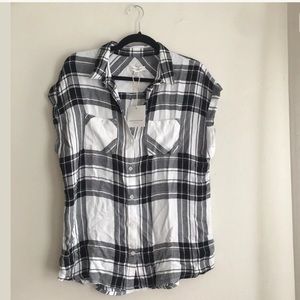 NWT Beach Lunch Lounge Black/ White Plaid Top