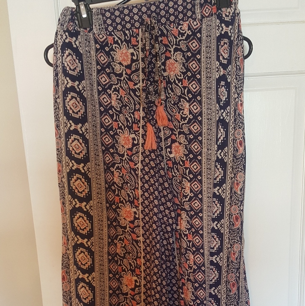 Wide leg print pants